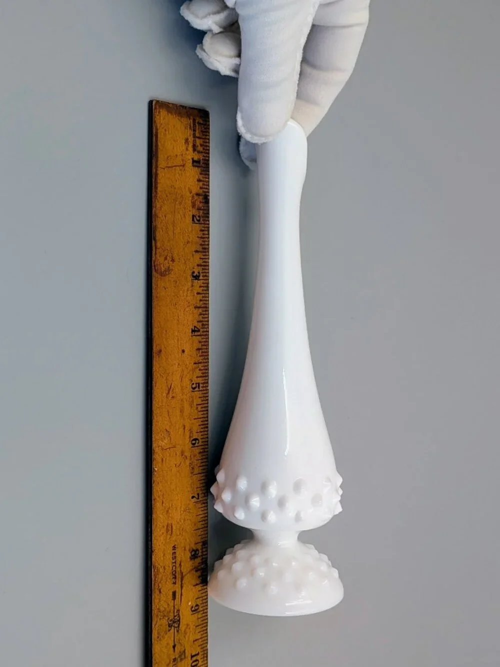 Vintage White Milk Glass Fenton Hobnail Bud Vase